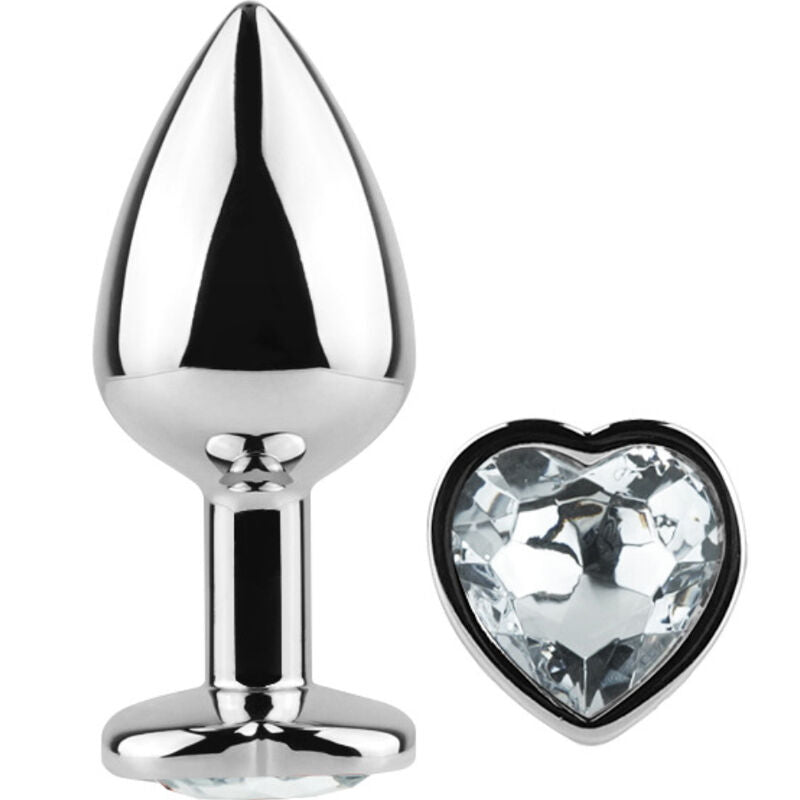 Secret play - butt plug in metallo cuore in cristallo trasparente misura piccola 7 cm
