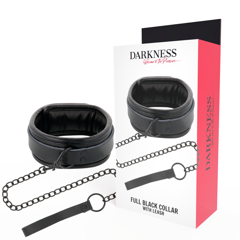 Darkness full black collar with leash-0
