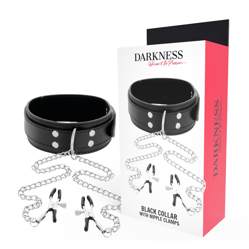 Darkness  collar with nipple clamps black-0
