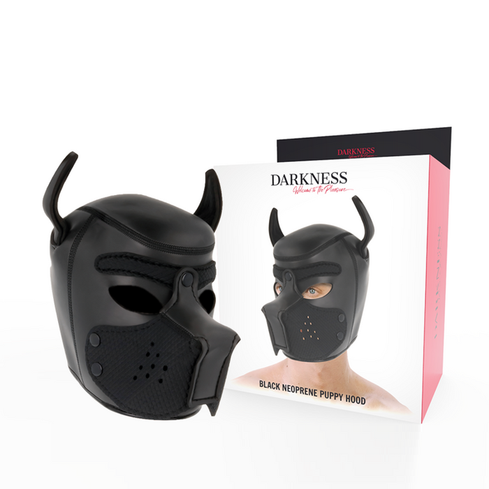 Darkness neoprene dog hood with removable muzzle l