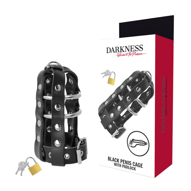Darkness leather chastity cage-0