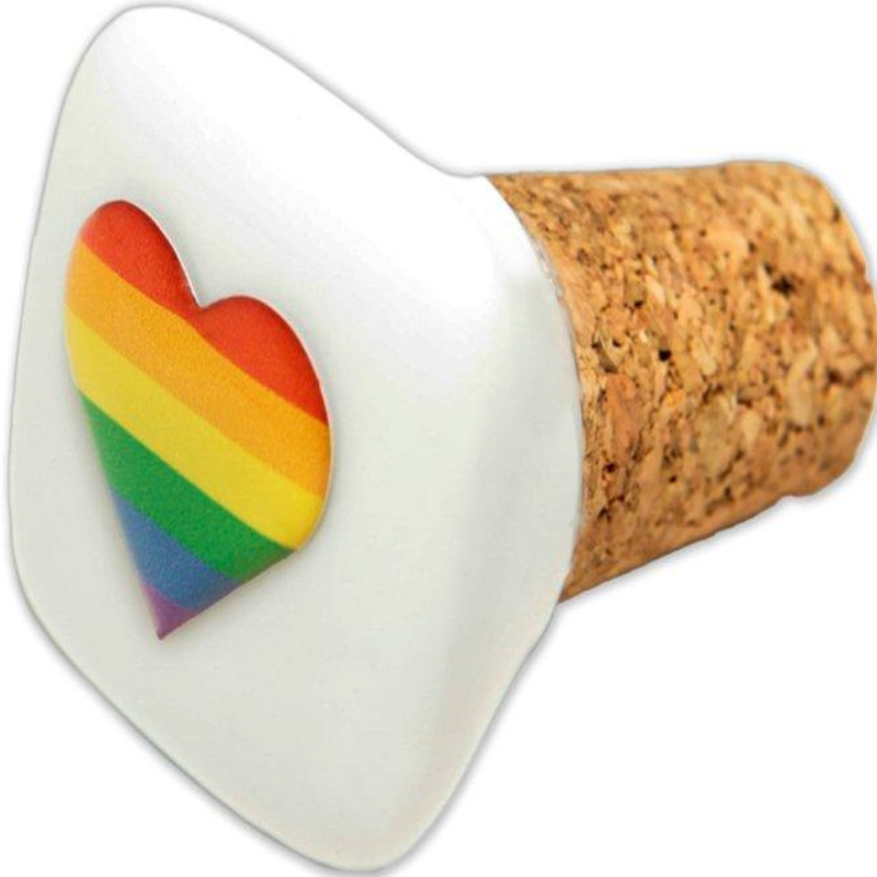 Pride - square cork ceramic stopper with lgbt flag