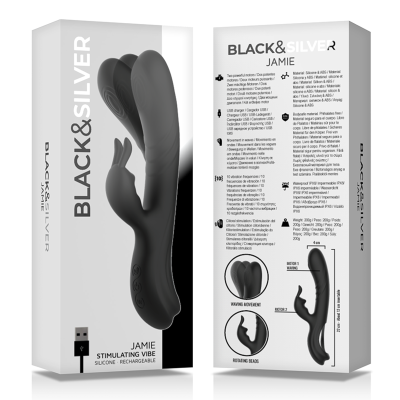 Black&silver - jamie stimulating vibe silicone rechargeable black-6