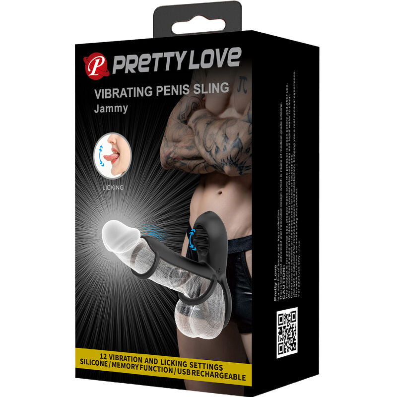 Pretty love - jammy penis sling 12 impostazioni di vibrazione e leccatura in silicone ricaricabile-10