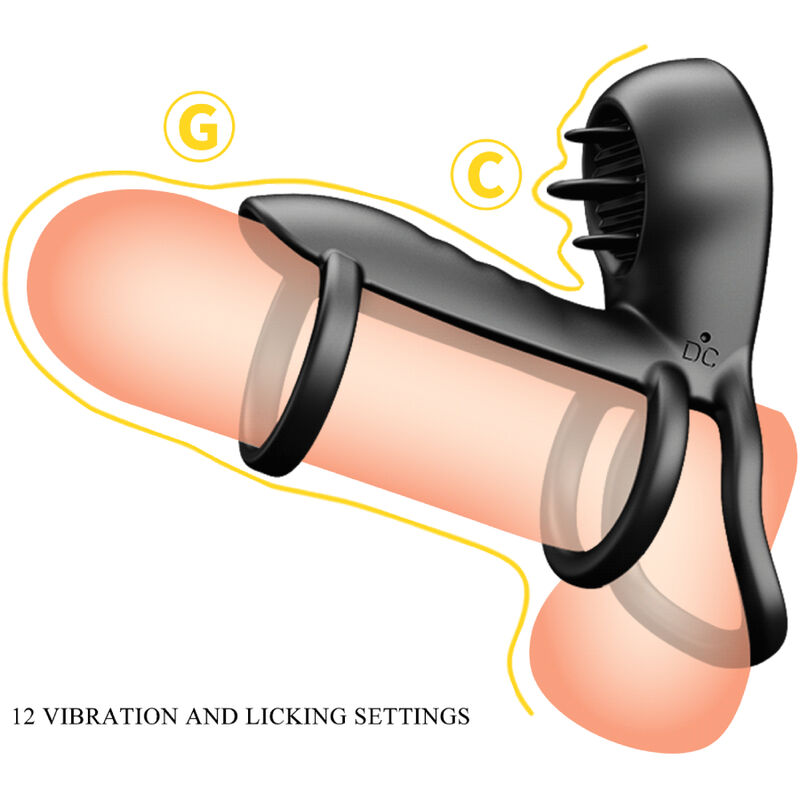 Pretty love - jammy penis sling 12 impostazioni di vibrazione e leccatura in silicone ricaricabile