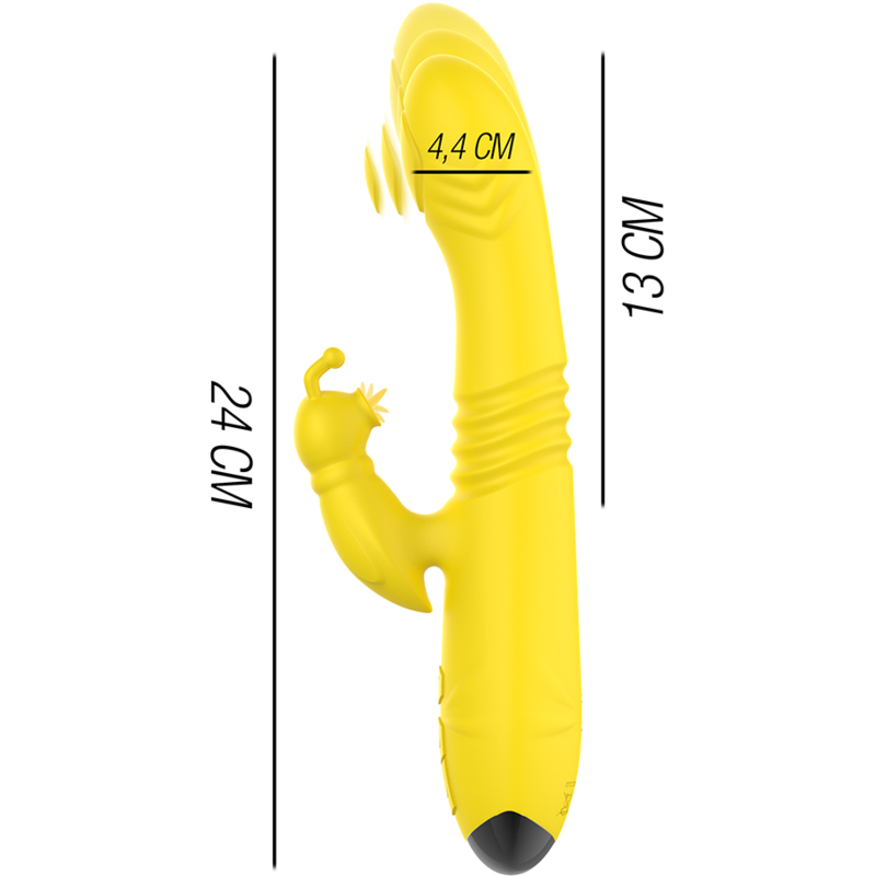 Intense - toky vibrador multifunción recargable up & down con estimulador de clitoris amarillo-2