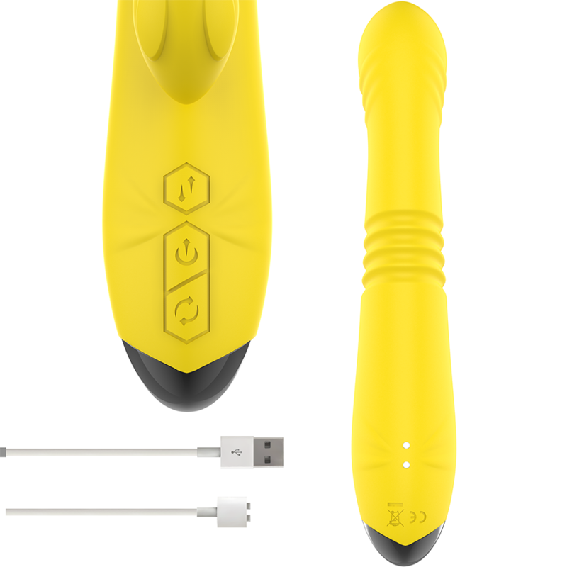 Intense - toky vibrador multifunción recargable up & down con estimulador de clitoris amarillo-3