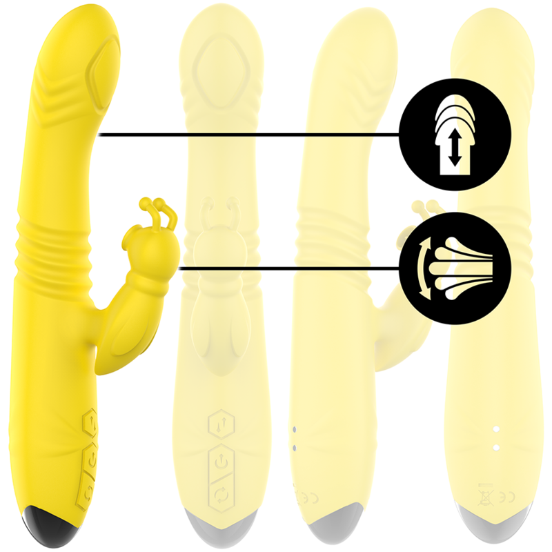 Intense - toky vibrador multifunción recargable up & down con estimulador de clitoris amarillo-1