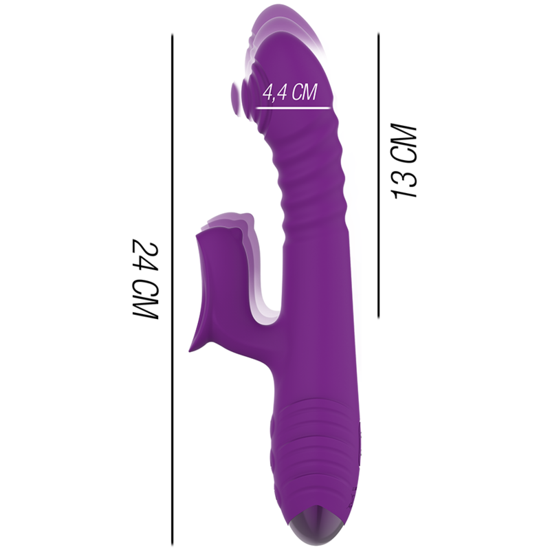 Intense - iggy vibrador multifunción recargable up & down con estimulador de clitoris morado-2