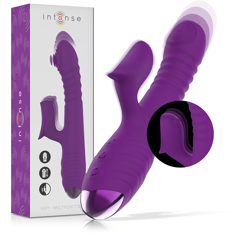 Intense - iggy vibrador multifunciÓn recargable up & down con estimulador de clitoris morado