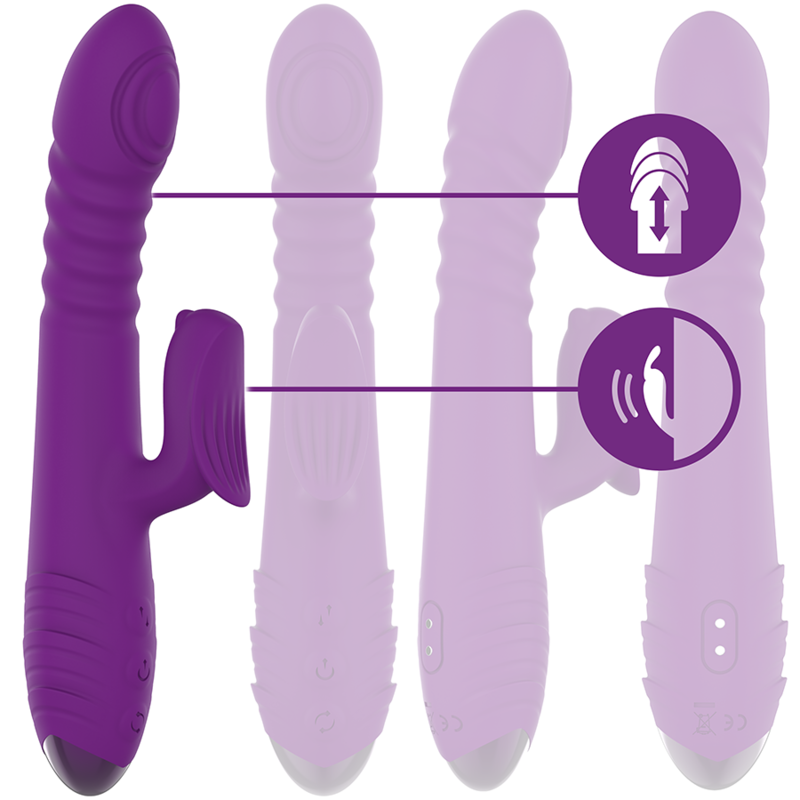Intense - iggy vibrador multifunción recargable up & down con estimulador de clitoris morado-1
