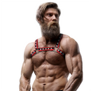 Fetish submissive attitude - arnés bulldog ecopiel pecho hombre negro/rojo-2