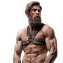 Fetish submissive attitude - pettorina incrociata con borchie in ecopelle da uomo-2