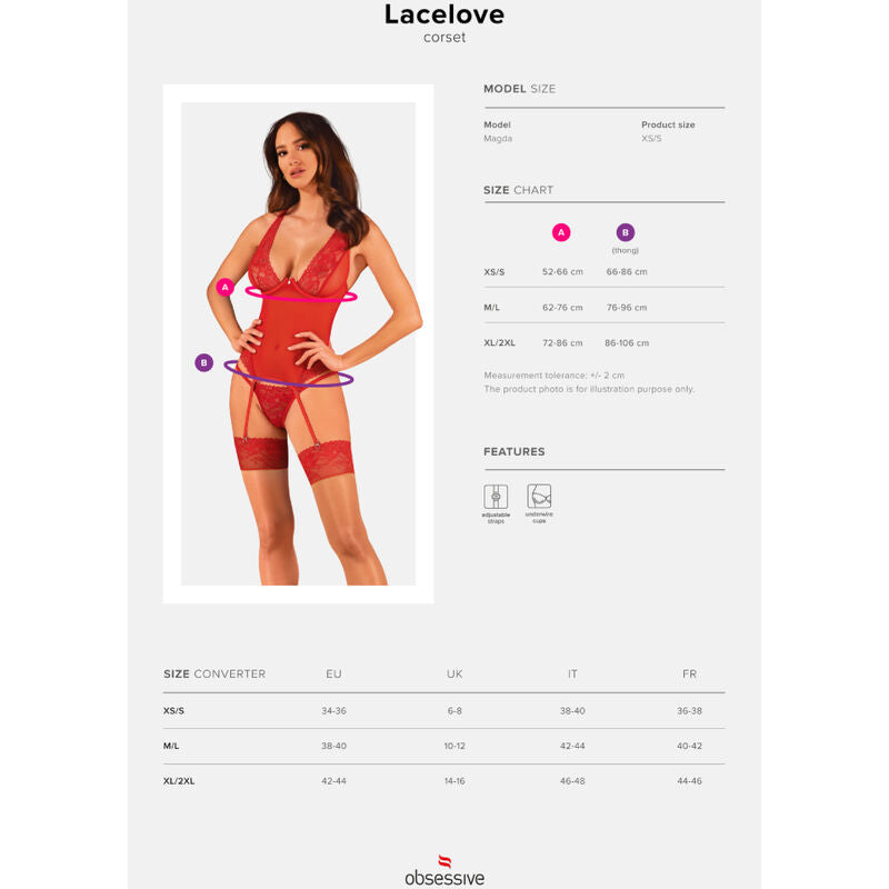 Obsessive - corsetto lacelove rosso xs/s-6