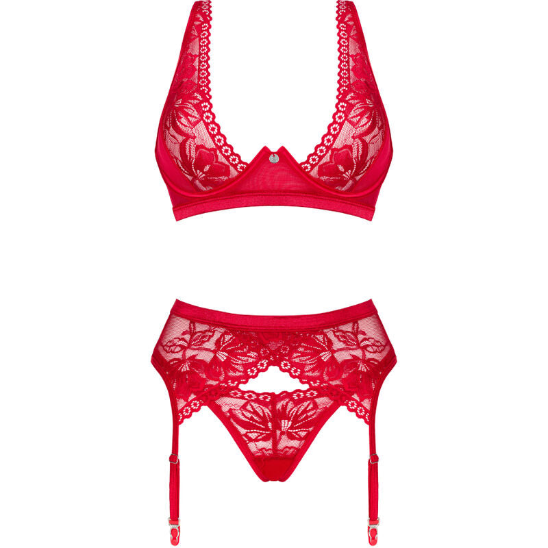 Obsessive - set tre pezzi lacelove rosso m/l-4