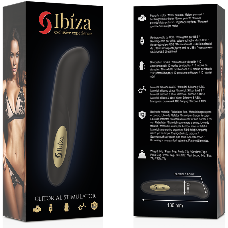Ibiza - stimolatore clitoride caricatore usb 10 modalità vibrazione dorato 13 x 2,9-5