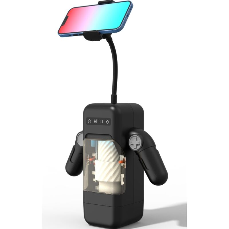 Game cup - masturbador masculino con vibración y función calor con soporte para móviles - negro-1