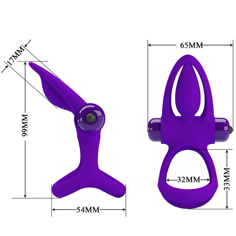 Pretty love - anello vibratore 10 vibrazioni in silicone violetto-5