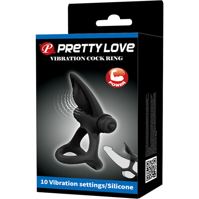 Pretty love - anello vibrante 10 vibrazioni in silicone nero-8