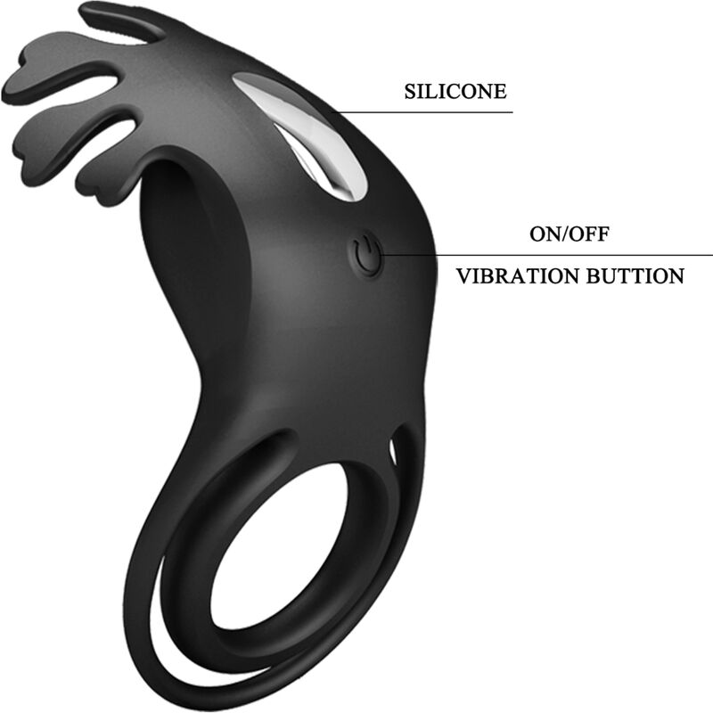 Pretty love - anello vibratore ruben 7 vibrazioni in silicone nero-6
