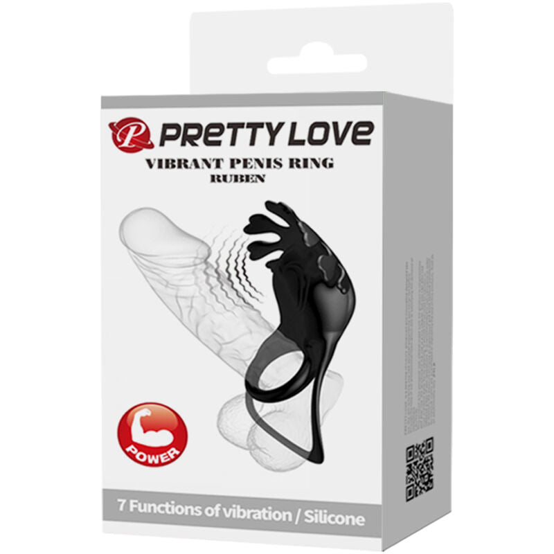 Pretty love - anello vibratore ruben 7 vibrazioni in silicone nero-8