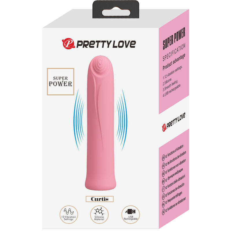 Pretty love - vibratore curtis mini super power 12 vibrazioni in silicone rosa-5