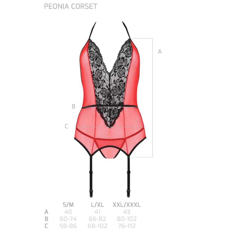 Passion - peonia corset erotic line rojo s/m-5