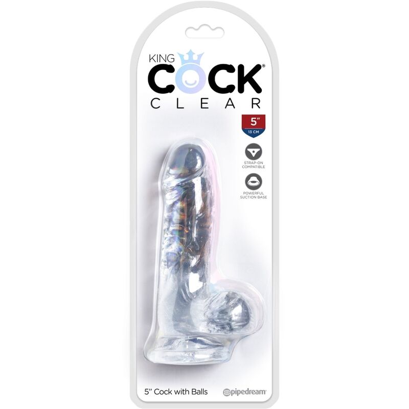King cock clear - pene realistico con sfere 10,1 cm trasparente-4