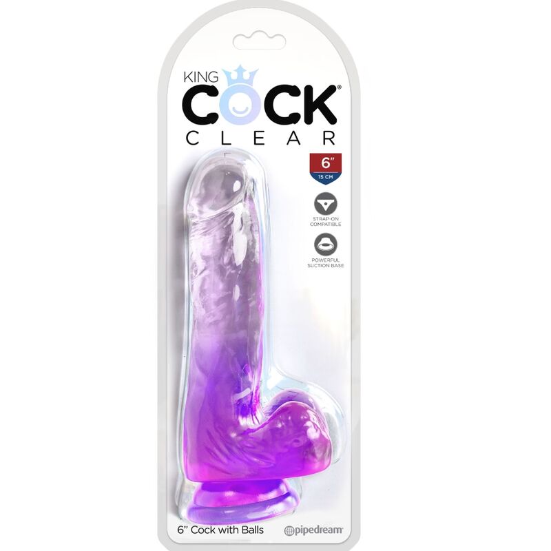 King cock clear - pene realistico con sfere 13,5 cm viola-1