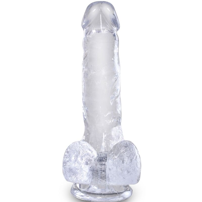 King cock clear - pene realistico con sfere 13,5 cm trasparente-1