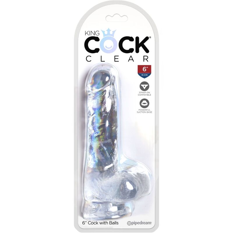 King cock clear - pene realistico con sfere 13,5 cm trasparente-4