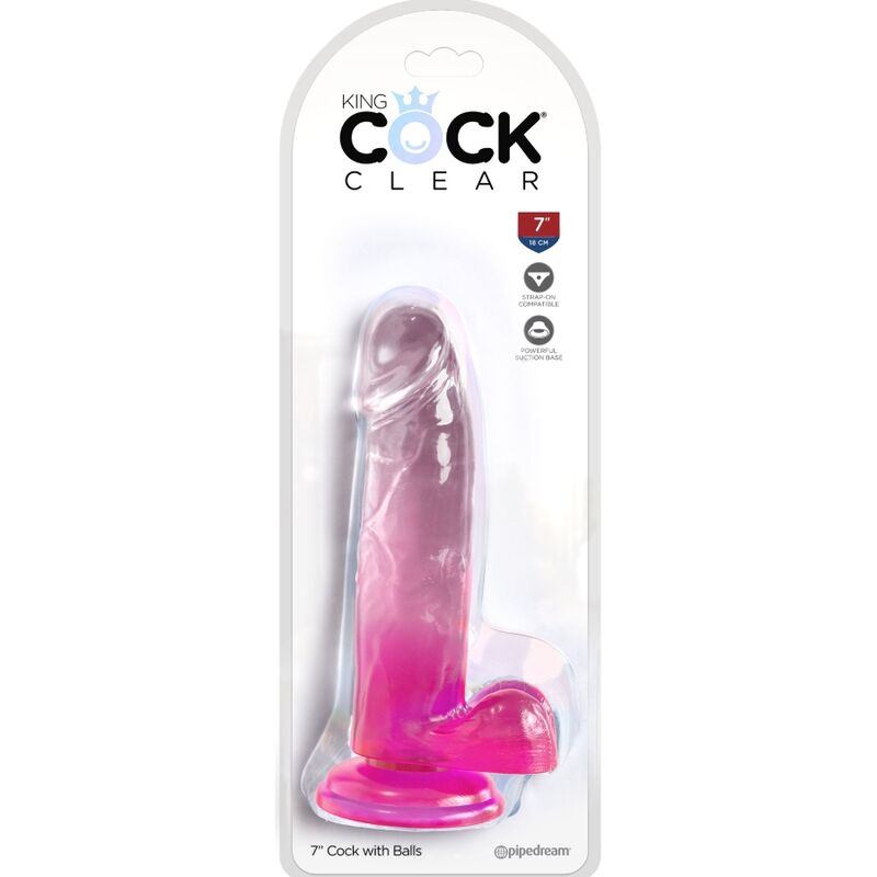 King cock clear -  pene realistico con sfere 15,2 cm rosa-1