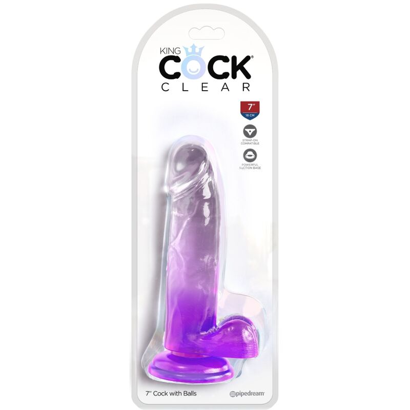 King cock clear - pene realistico con sfere 15,2 cm viola-1