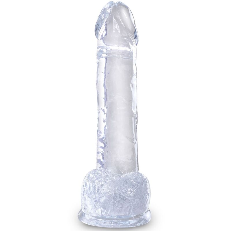 King cock clear - pene realistico con sfere 15,2 cm trasparente-1