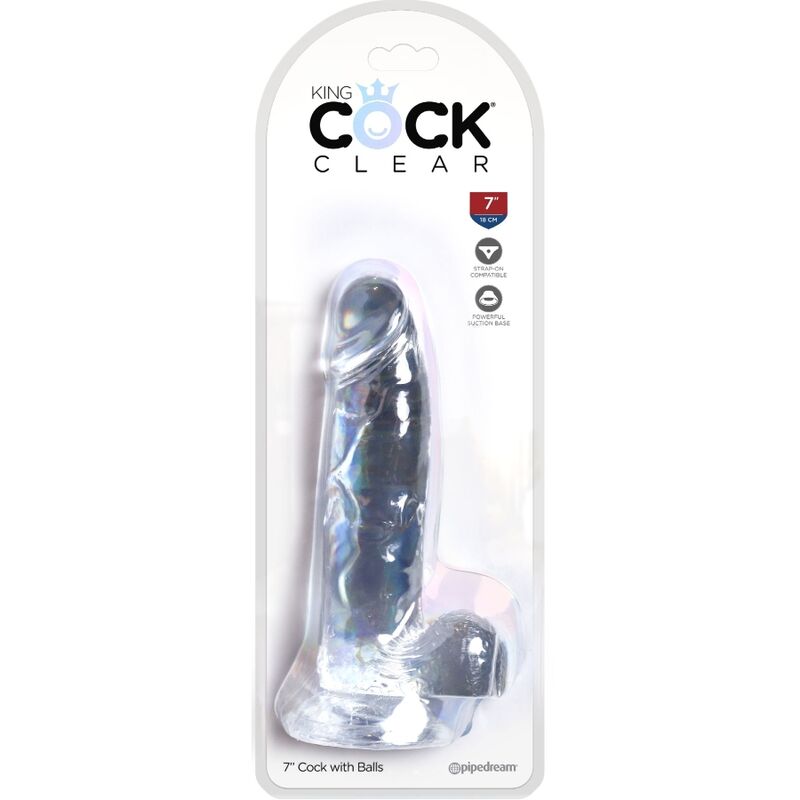 King cock clear - pene realistico con sfere 15,2 cm trasparente-4
