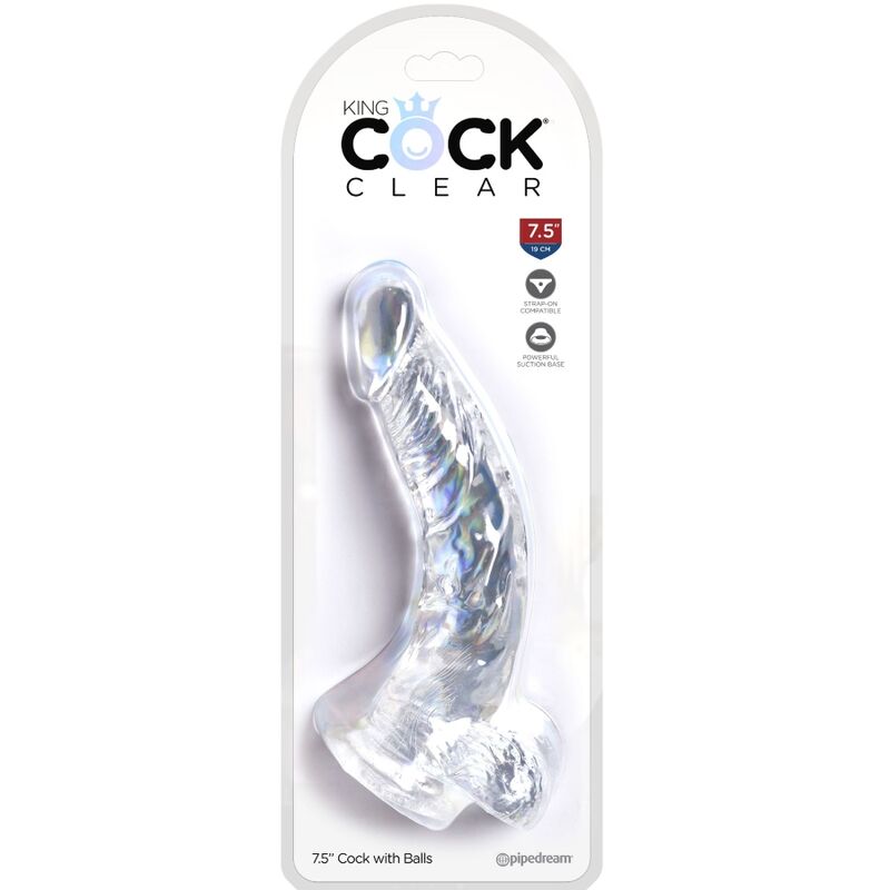 King cock clear - pene curvo realistico con sfere 16,5 cm trasparente-3