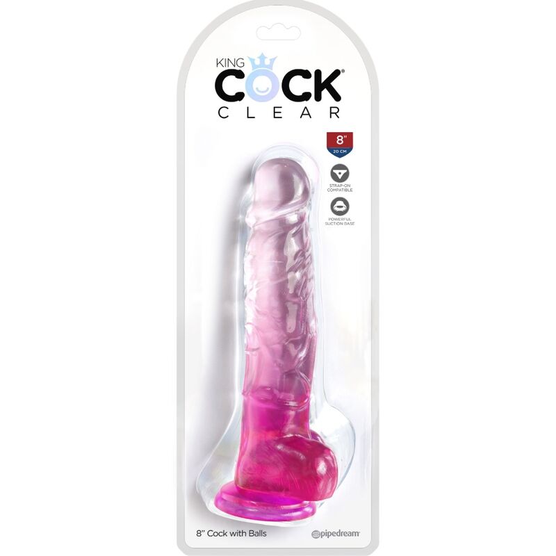 King cock clear - pene realistico con sfere 16,5 cm rosa-1