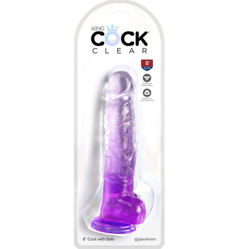 King cock clear - pene realistico con sfere 16,5 cm viola-1