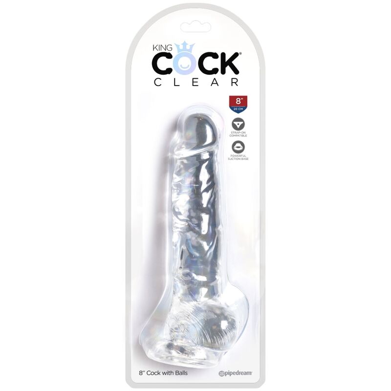 King cock clear - pene realistico con sfere 16,5 cm trasparente-4