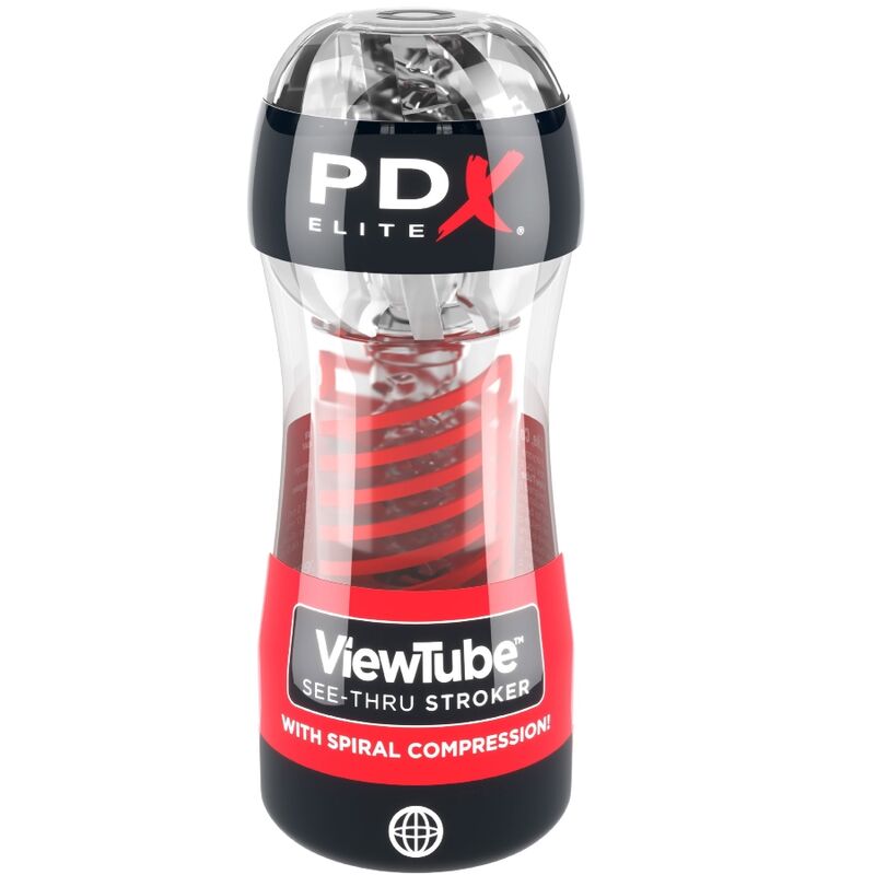 Pdx elite - masturbatore a compressione a spirale trasparente stroker viewtube 2