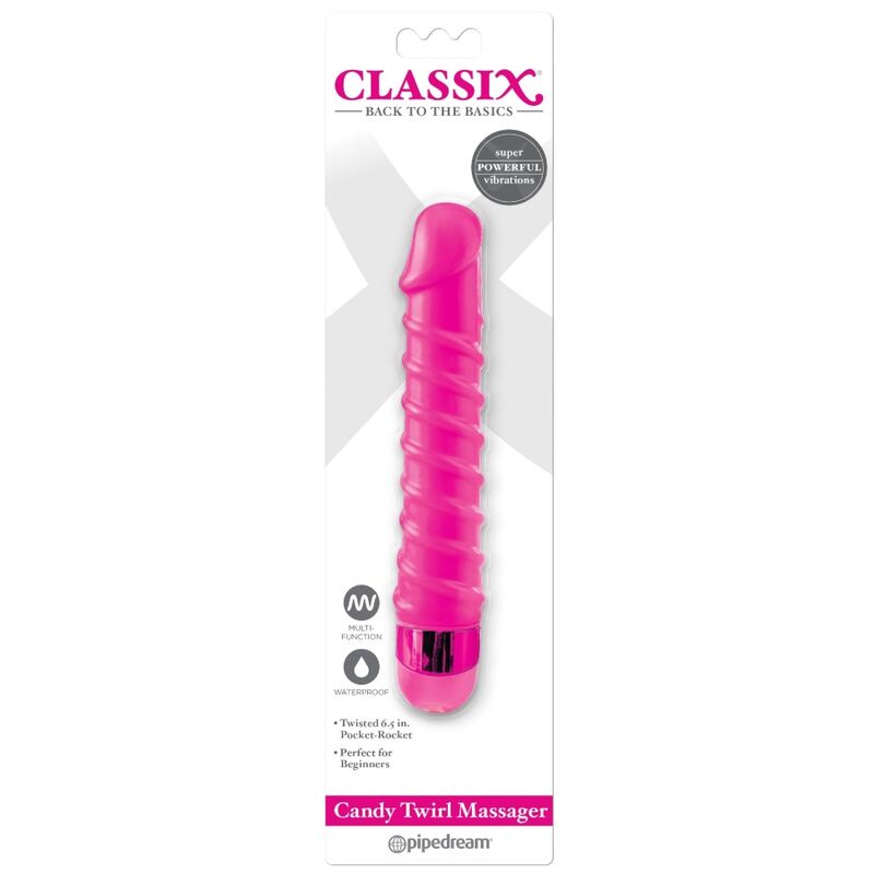 Classix - massaggiatore vibrante candy twirl 16,5 cm rosa-2
