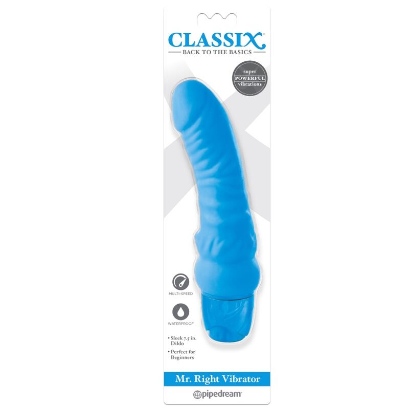 Classix - dildo vibrante mr. right multi-speed 15,5 cm blu-1