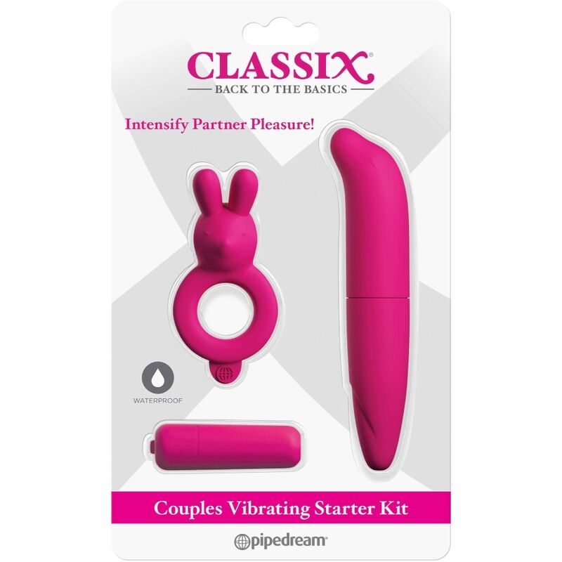 Classix - kit per coppia con anello, bullet e stimolatore rosa-5