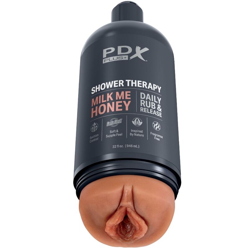 Pdx plus - masturbatore stroker dal design discreto con flacone di shampoo milk me honey candy