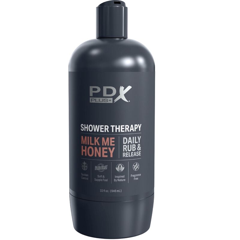 Pdx plus - masturbatore stroker dal design discreto con flacone di shampoo milk me honey candy-3