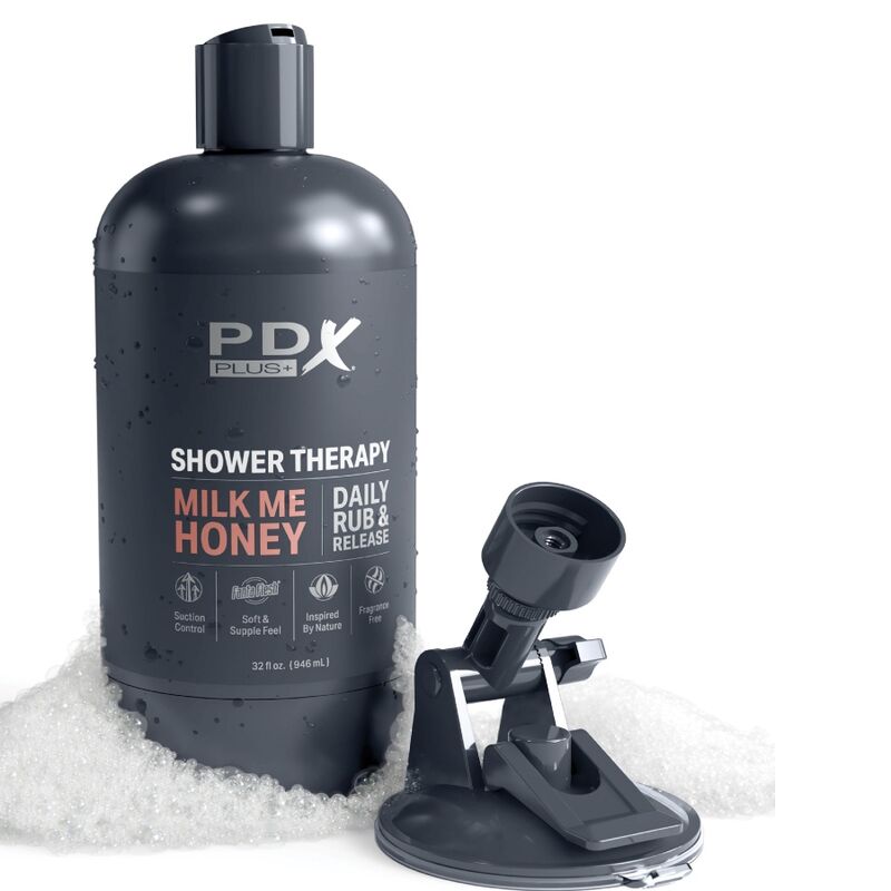Pdx plus - masturbatore stroker dal design discreto con flacone di shampoo milk me honey candy-4
