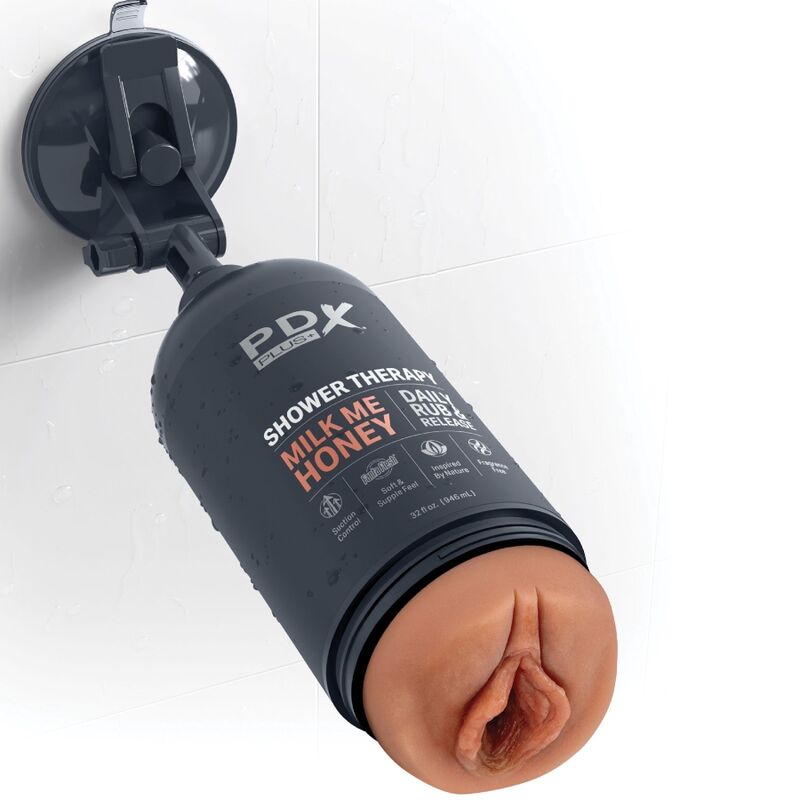 Pdx plus - masturbatore stroker dal design discreto con flacone di shampoo milk me honey candy-1