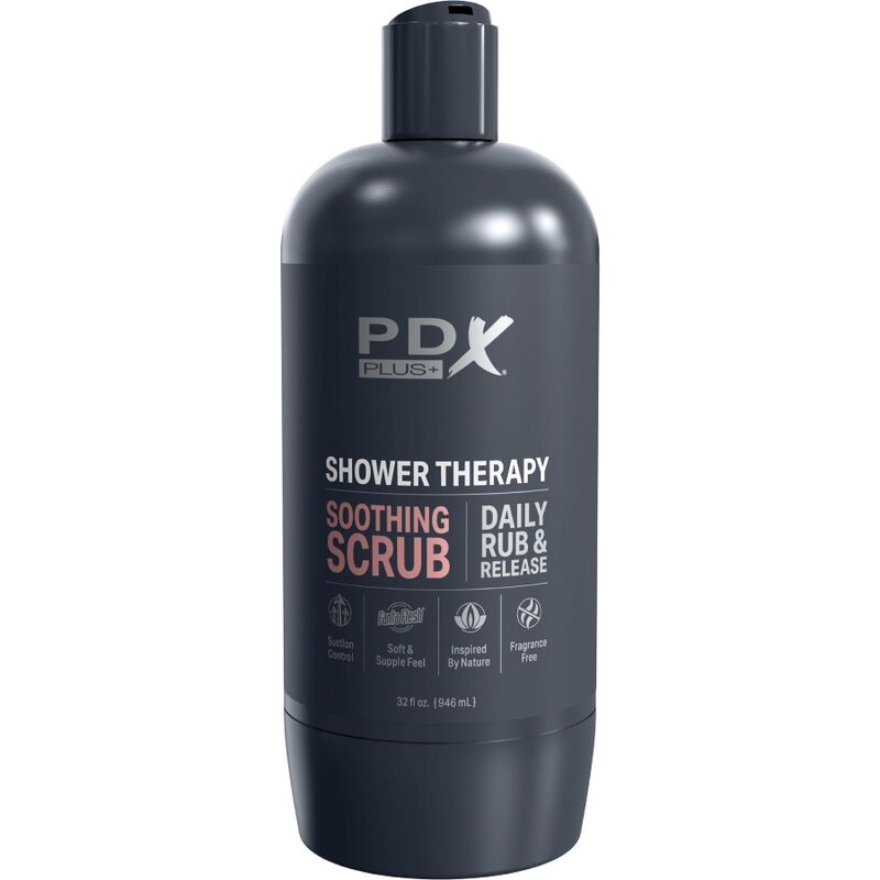Pdx plus - masturbatore stroker dal design discreto con flacone shampoo scrub lenitivo al caramello-2