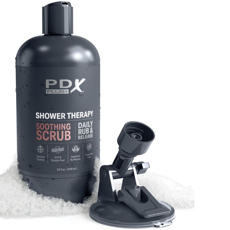 Pdx plus - masturbatore stroker dal design discreto con flacone shampoo scrub lenitivo al caramello-3