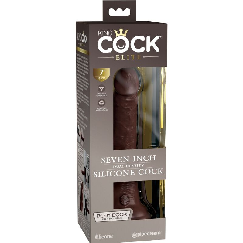 King cock elite - dildo realistico in silicone 17,8 cm marrone-4